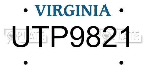 UTP9821 Virginia License Plate