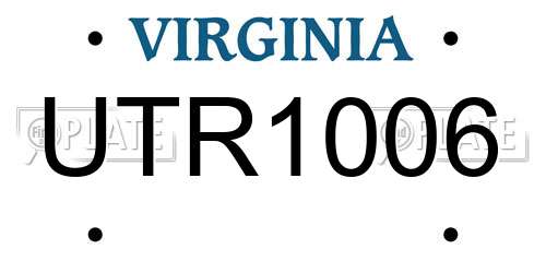 UTR1006 Virginia License Plate