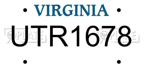 UTR1678 Virginia License Plate