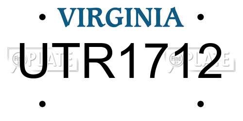 UTR1712 Virginia License Plate