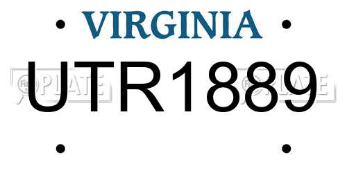 UTR1889 Virginia License Plate