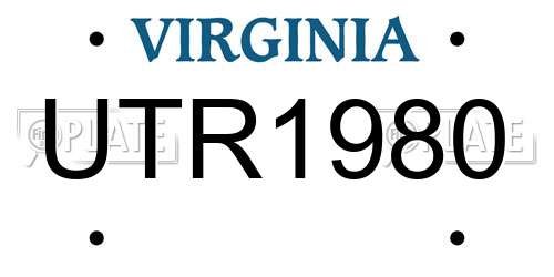 UTR1980 Virginia License Plate