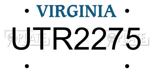 UTR2275 Virginia License Plate