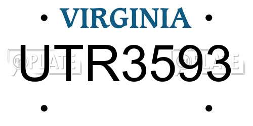 UTR3593 Virginia License Plate