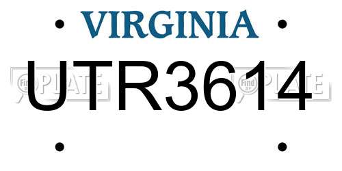 UTR3614 Virginia License Plate