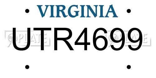 UTR4699 Virginia License Plate