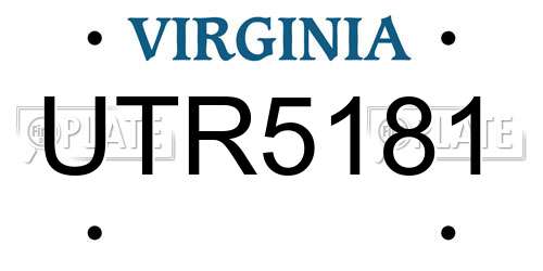 UTR5181 Virginia License Plate