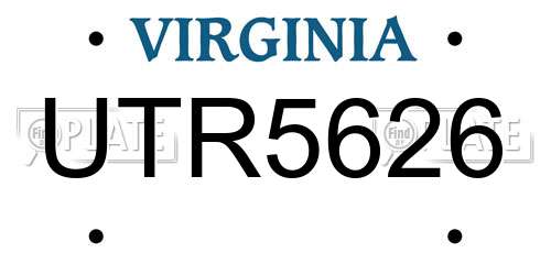 UTR5626 Virginia License Plate