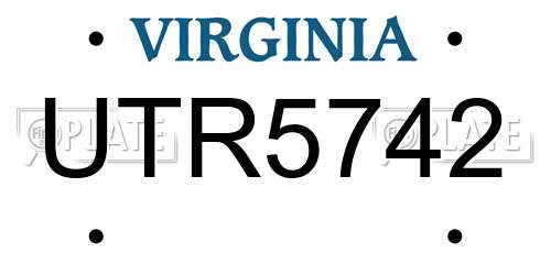UTR5742 Virginia License Plate