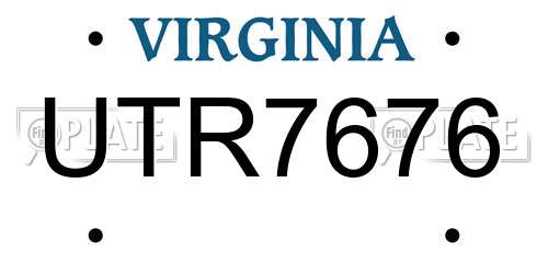UTR7676 Virginia License Plate