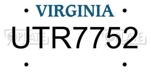 UTR7752 Virginia License Plate