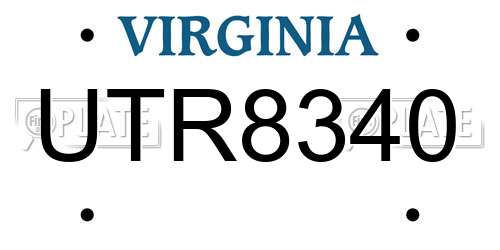 UTR8340 Virginia License Plate