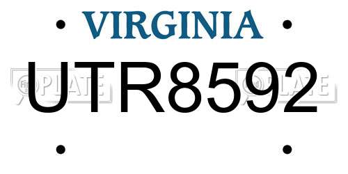 UTR8592 Virginia License Plate