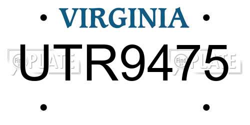UTR9475 Virginia License Plate