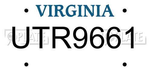UTR9661 Virginia License Plate