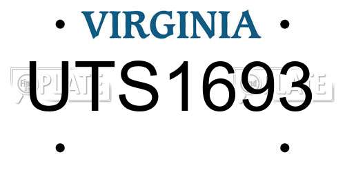 UTS1693 Virginia License Plate
