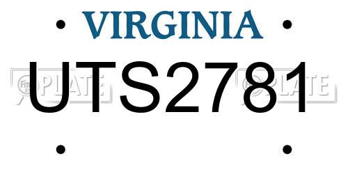 UTS2781 Virginia License Plate