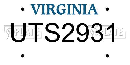 UTS2931 Virginia License Plate