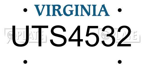 UTS4532 Virginia License Plate