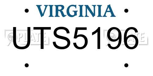 UTS5196 Virginia License Plate