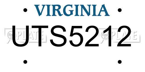 UTS5212 Virginia License Plate