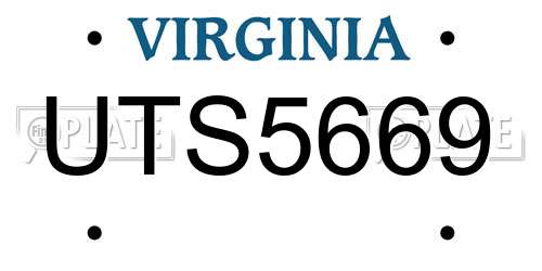 UTS5669 Virginia License Plate