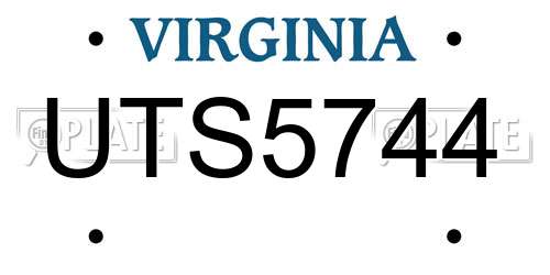 UTS5744 Virginia License Plate