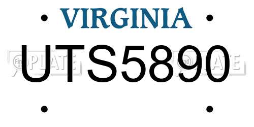 UTS5890 Virginia License Plate