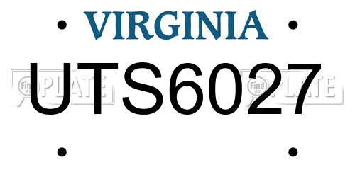 UTS6027 Virginia License Plate