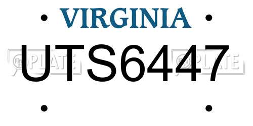 UTS6447 Virginia License Plate