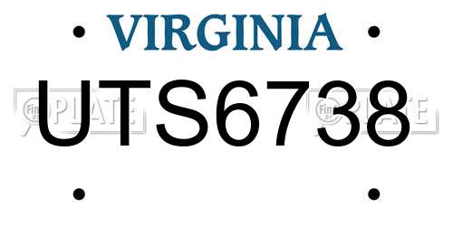 UTS6738 Virginia License Plate