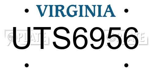 UTS6956 Virginia License Plate