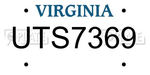 UTS7369 Virginia License Plate