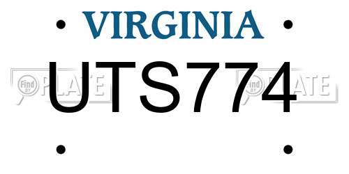 UTS774 Virginia License Plate