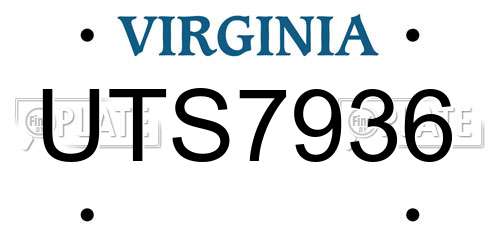 UTS7936 Virginia License Plate