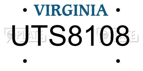 UTS8108 Virginia License Plate