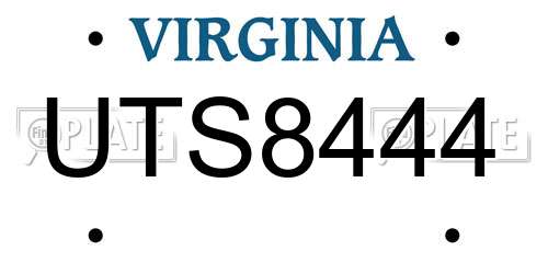 UTS8444 Virginia License Plate