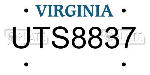UTS8837 Virginia License Plate