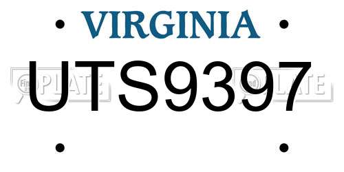 UTS9397 Virginia License Plate