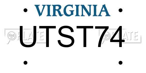 UTST74 Virginia License Plate