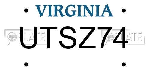UTSZ74 Virginia License Plate