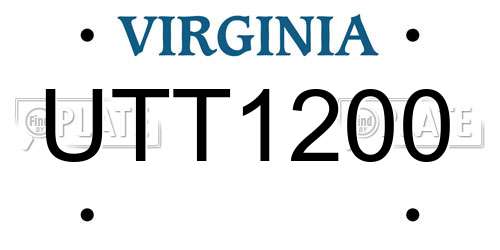 UTT1200 Virginia License Plate