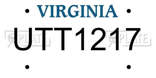UTT1217 Virginia License Plate