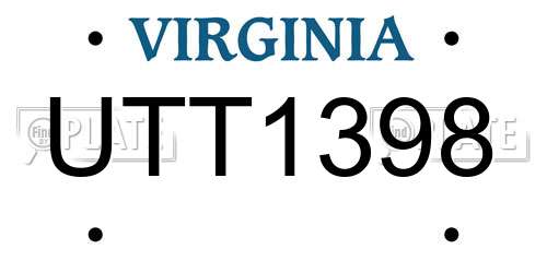 UTT1398 Virginia License Plate