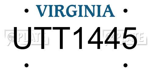 UTT1445 Virginia License Plate
