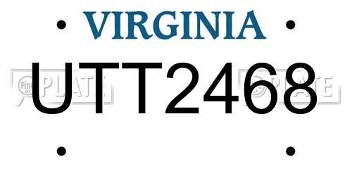 UTT2468 Virginia License Plate