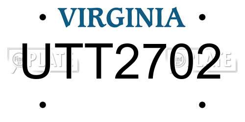 UTT2702 Virginia License Plate