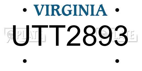 UTT2893 Virginia License Plate