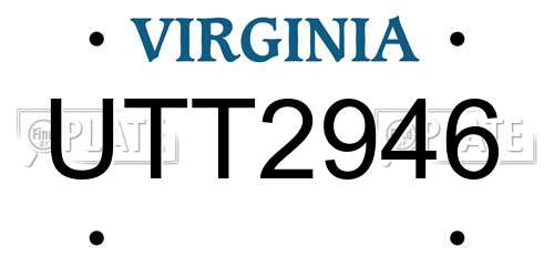 UTT2946 Virginia License Plate