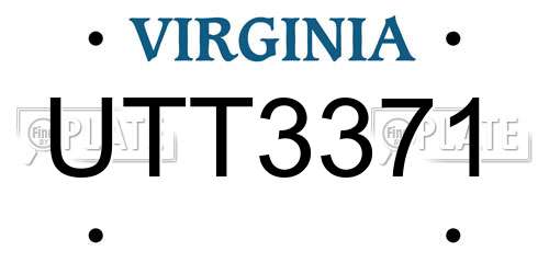 UTT3371 Virginia License Plate